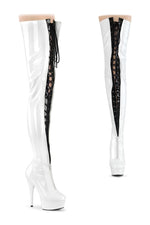 DELIGHT-3027 Thigh Boot | White Patent