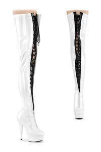 Pleaser DELIGHT-3027 Thigh Boot in White Patent from SexyShoes.com