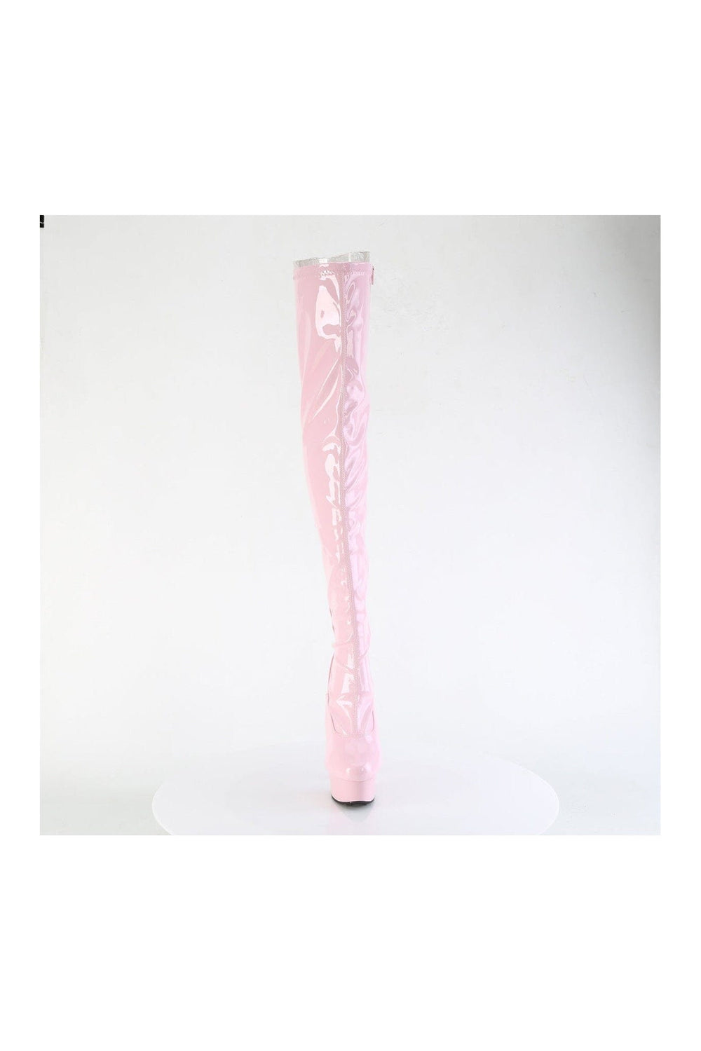 Pleaser DELIGHT-3063 Pink Patent Thigh Boot in Pink Patent