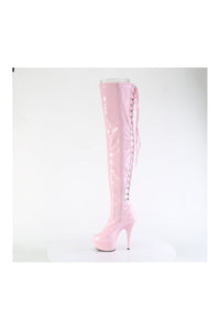 Pleaser DELIGHT-3063 Pink Patent Thigh Boot in Pink Patent