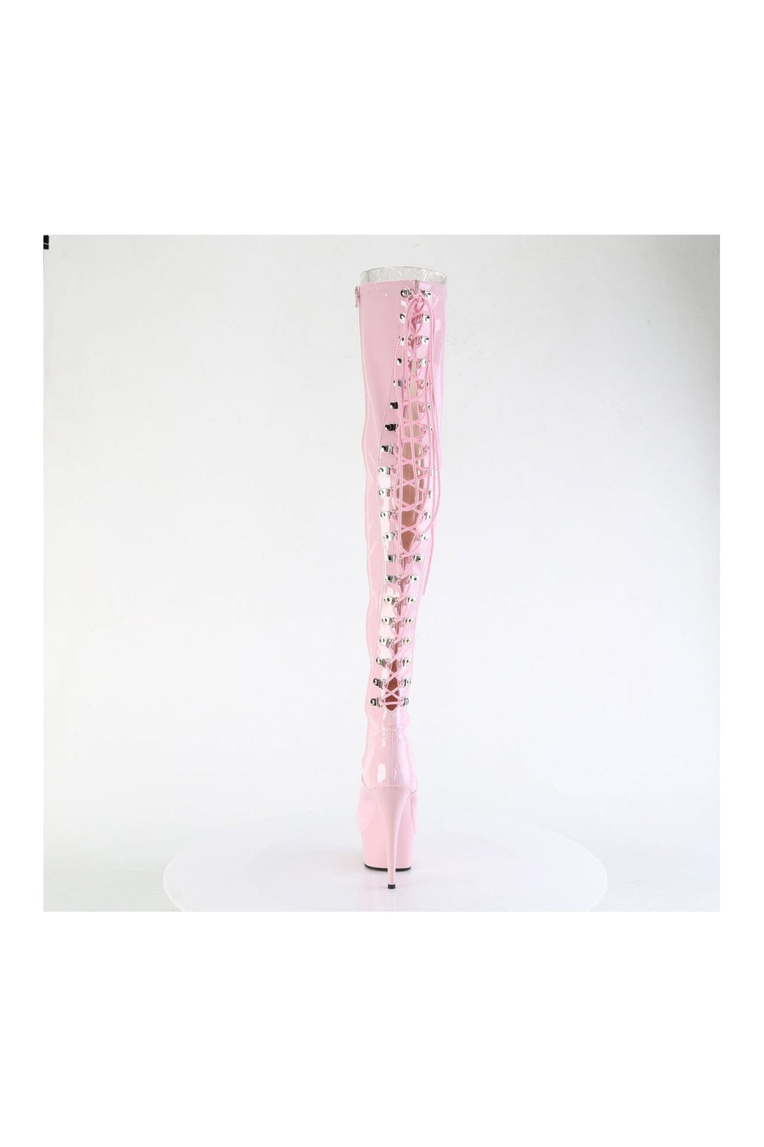 Pleaser DELIGHT-3063 Pink Patent Thigh Boot in Pink Patent