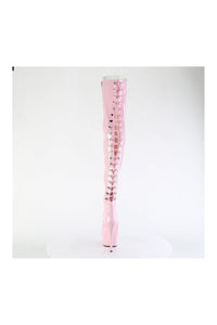 Pleaser DELIGHT-3063 Pink Patent Thigh Boot in Pink Patent