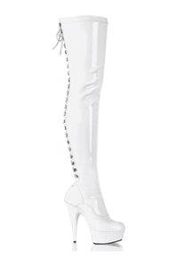 Pleaser DELIGHT-3063 White Patent Thigh Boot in White Patent from SexyShoes.com