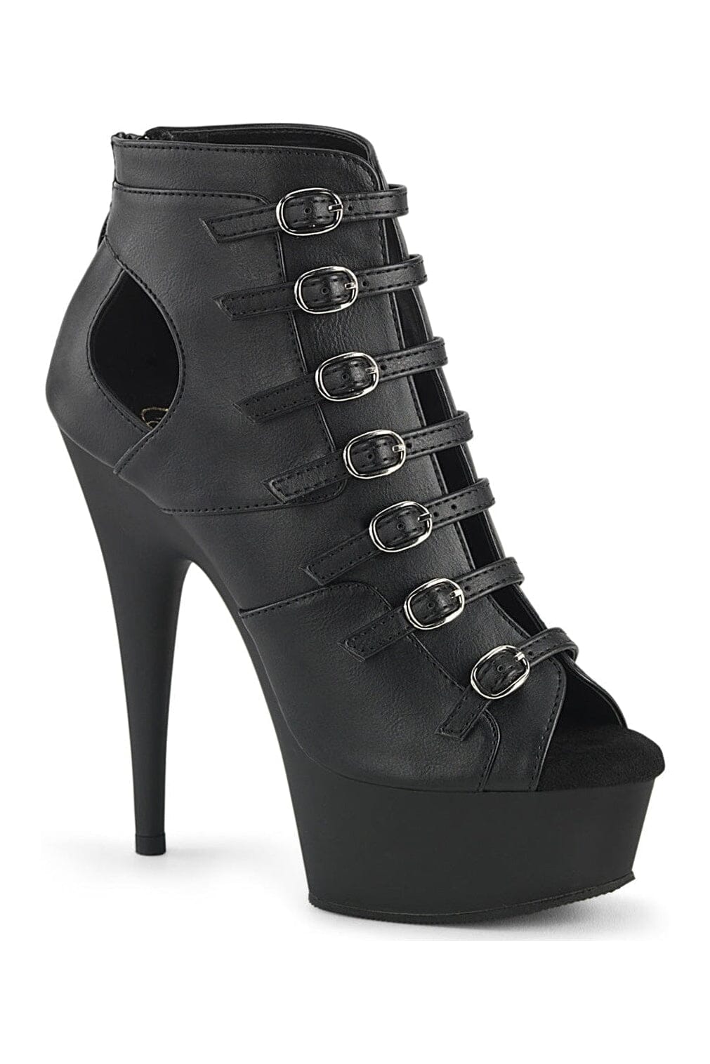 DELIGHT-600-11 Black Faux Leather Ankle Boot-Ankle Boots-Pleaser-Black-10-Faux Leather-SEXYSHOES.COM