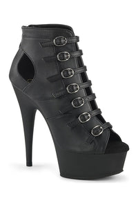 Pleaser DELIGHT-600-11 Black Faux Leather Ankle Boot in Black Faux Leather from SexyShoes.com