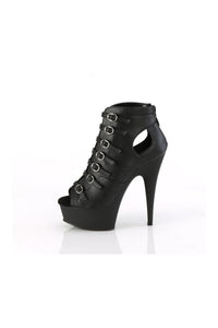Pleaser DELIGHT-600-11 Black Faux Leather Ankle Boot in Black Faux Leather