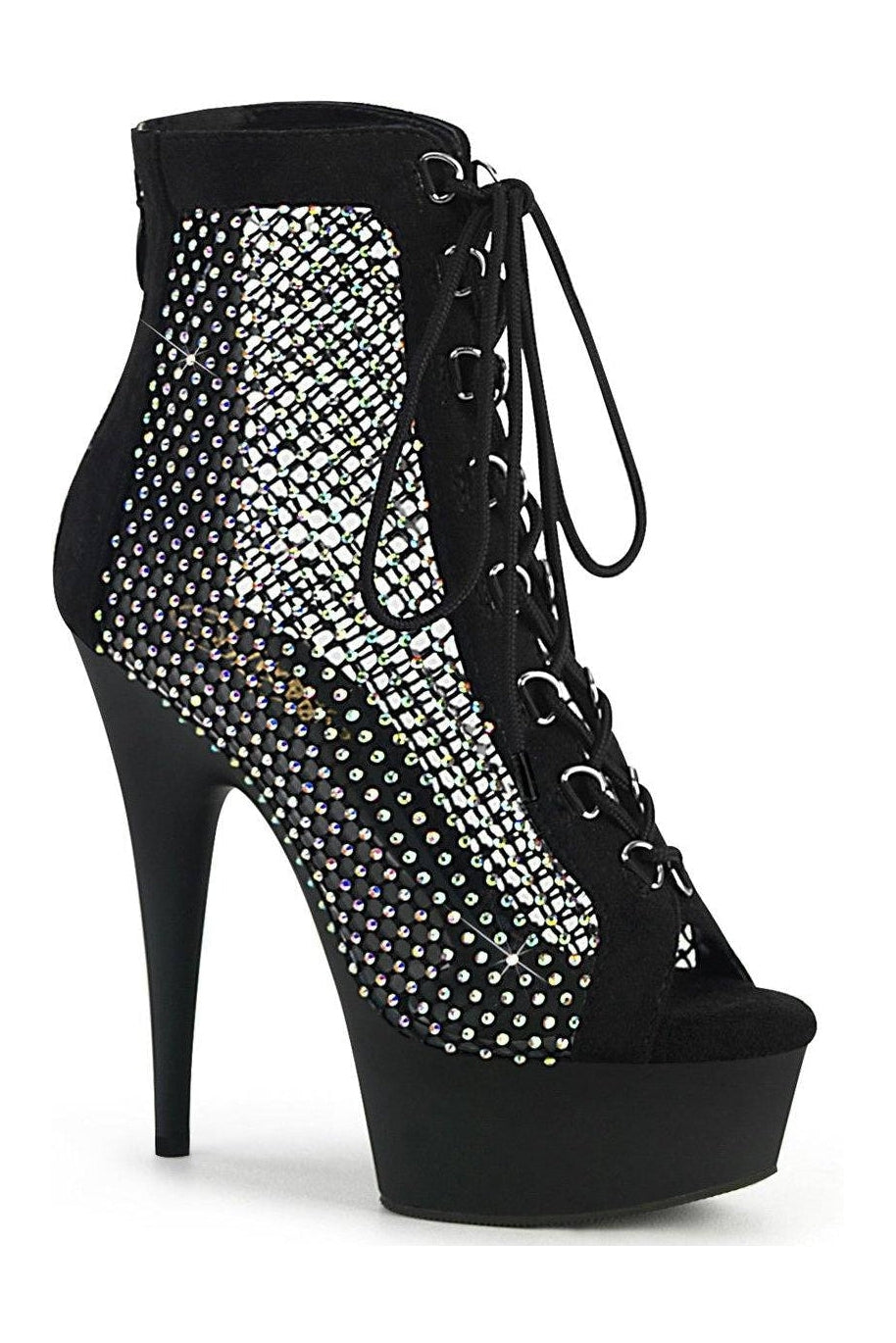 Pleaser DELIGHT-600-33RM Ankle Boot in Black Faux Suede from SexyShoes.com