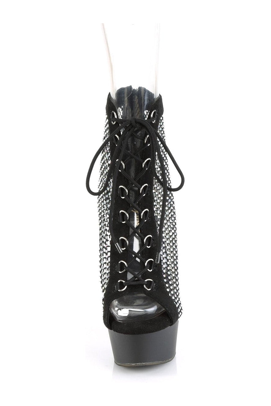 Pleaser DELIGHT-600-33RM Ankle Boot in Black Faux Suede