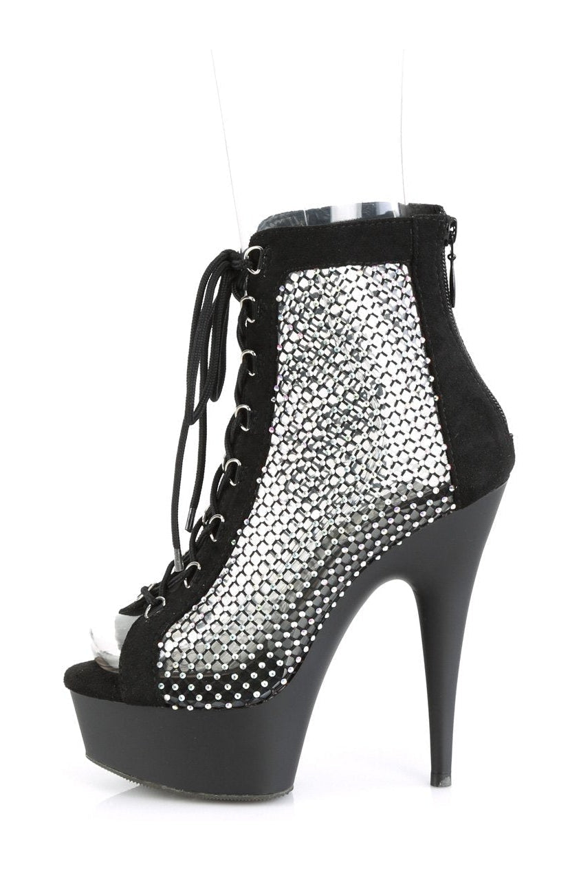 Pleaser DELIGHT-600-33RM Ankle Boot in Black Faux Suede