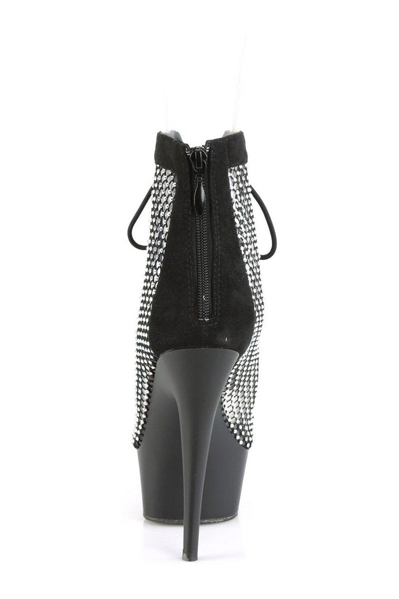 Pleaser DELIGHT-600-33RM Ankle Boot in Black Faux Suede