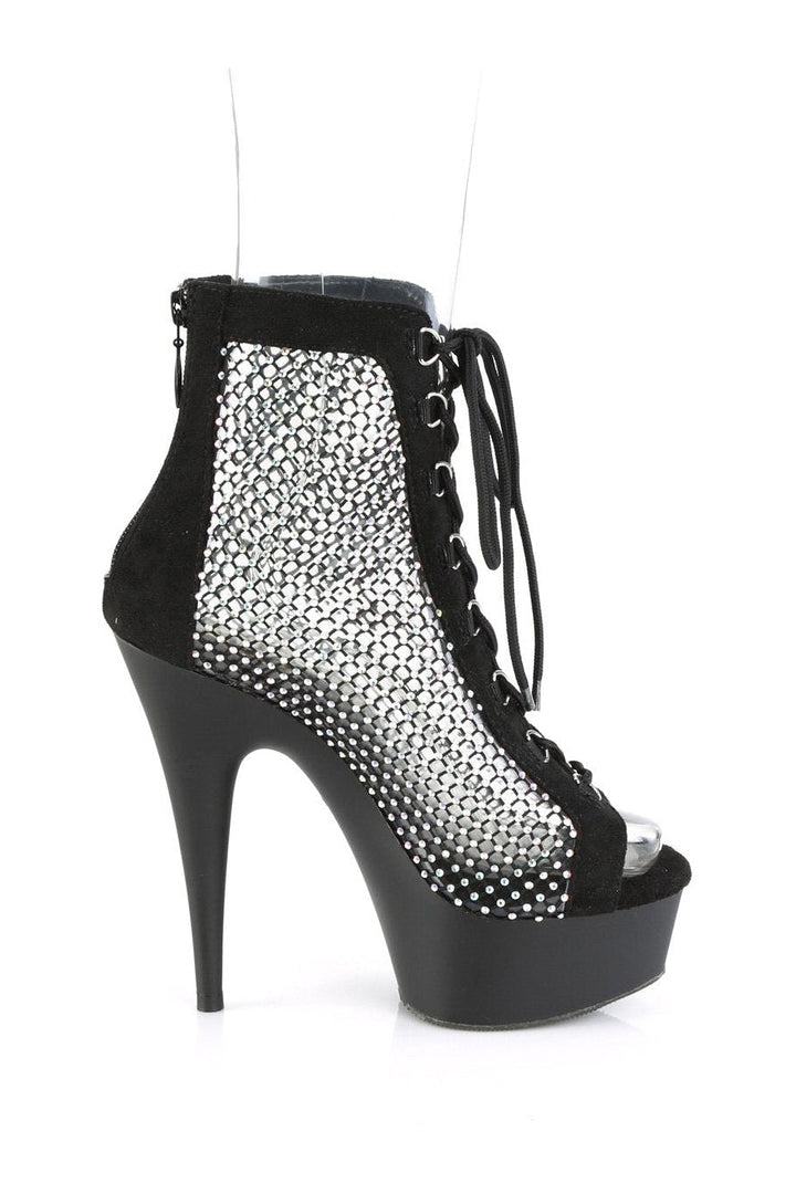 DELIGHT-600-33RM Ankle Boot | Black Faux Suede-Ankle Boots-Pleaser-SEXYSHOES.COM