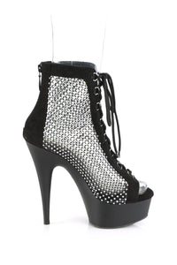 Pleaser DELIGHT-600-33RM Ankle Boot in Black Faux Suede