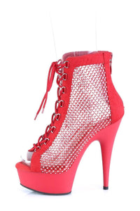 Pleaser DELIGHT-600-33RM Ankle Boot in Red Faux Suede