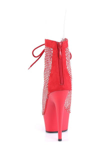 Pleaser DELIGHT-600-33RM Ankle Boot in Red Faux Suede