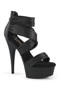 DELIGHT-620 Black Faux Leather Sandal