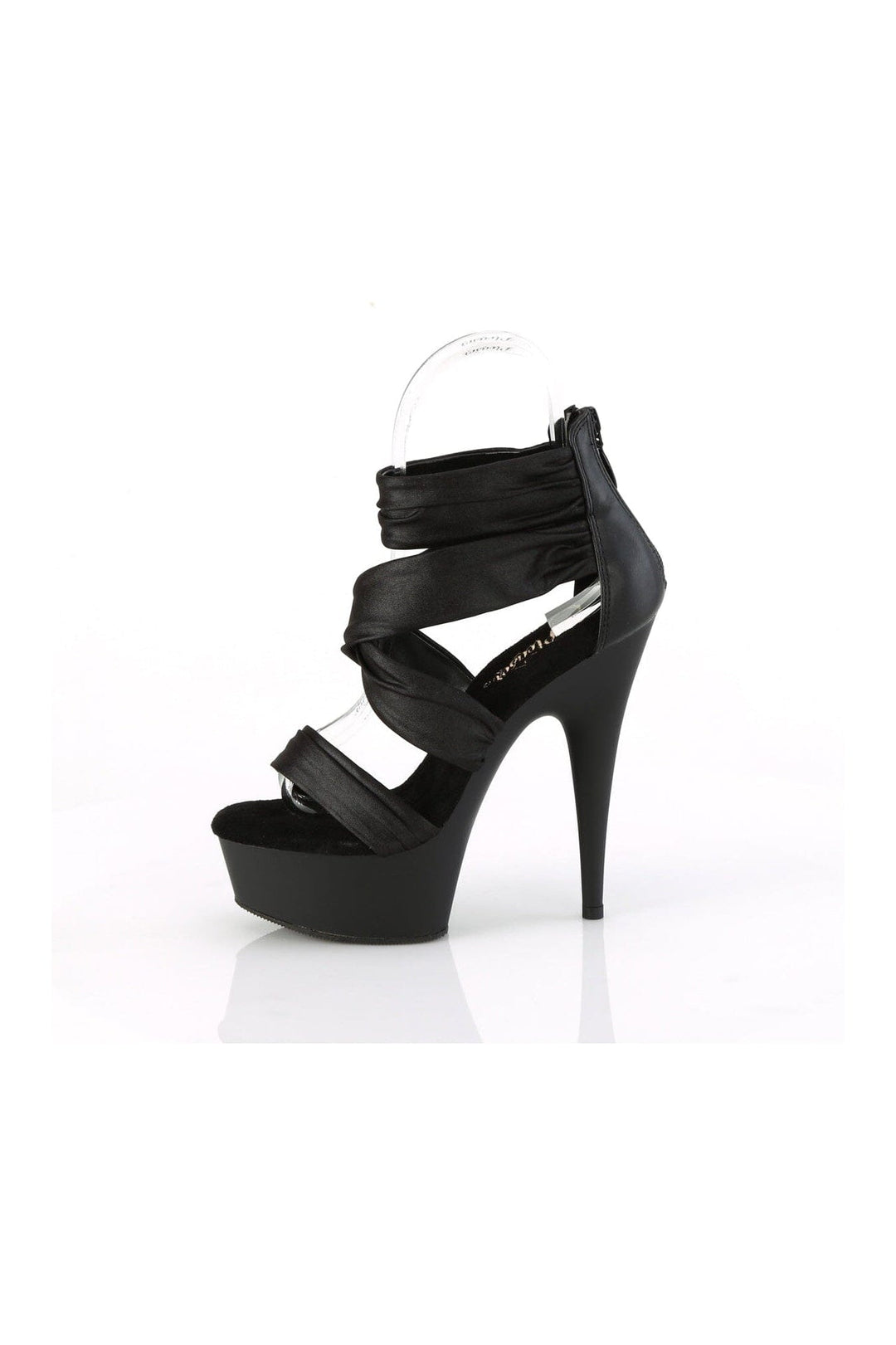 DELIGHT-620 Black Faux Leather Sandal-Sandals-Pleaser-SEXYSHOES.COM