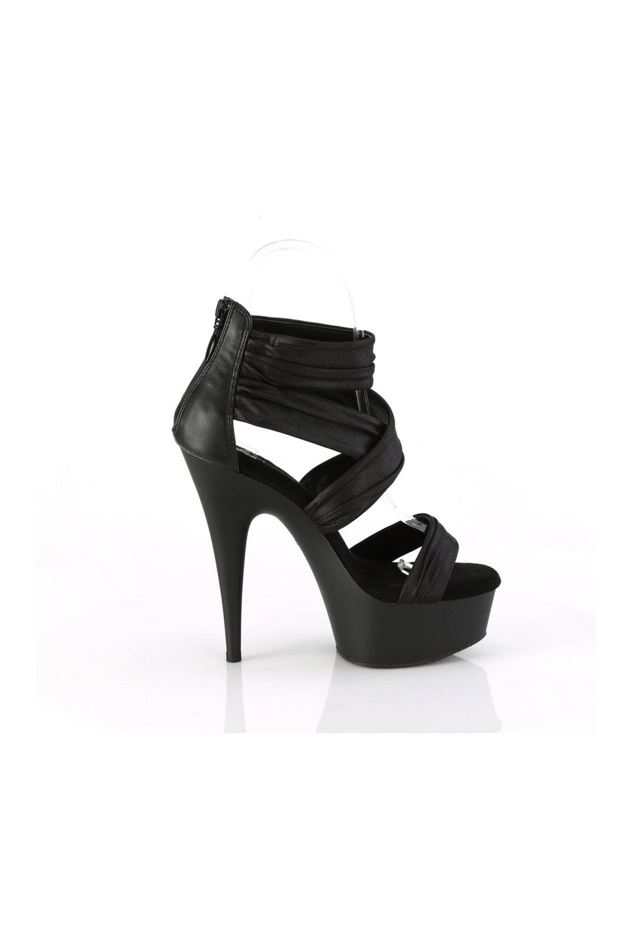 Pleaser DELIGHT-620 Black Faux Leather Sandal in Black Faux Leather