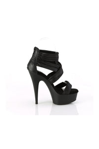 Pleaser DELIGHT-620 Black Faux Leather Sandal in Black Faux Leather