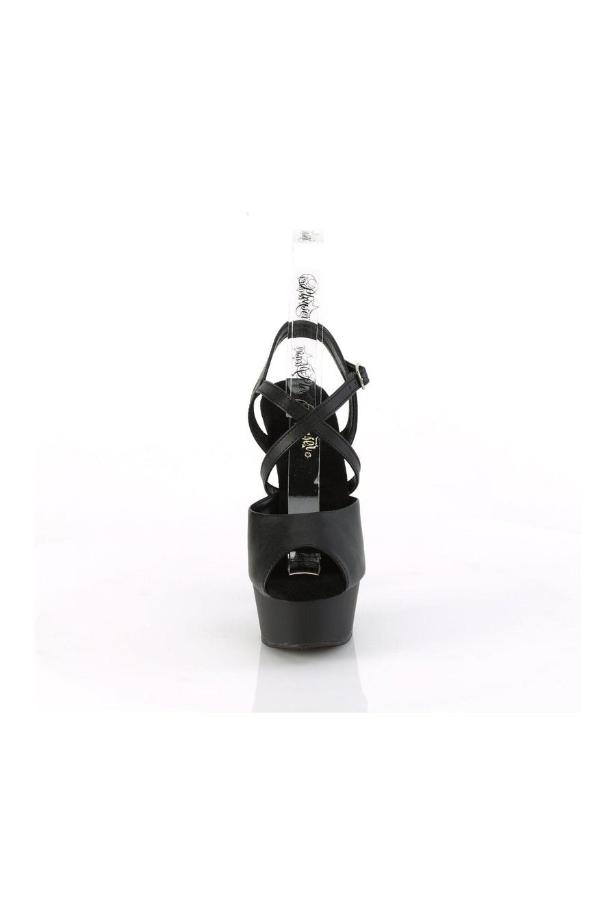 Pleaser DELIGHT-624-1 Black Faux Leather Sandal in Black Faux Leather