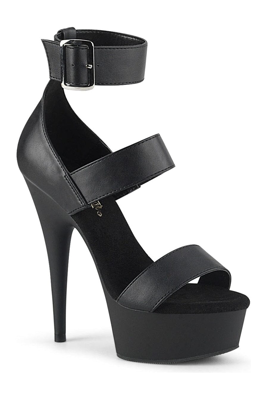 Pleaser DELIGHT-629 Black Faux Leather Sandal in Black Faux Leather from SexyShoes.com