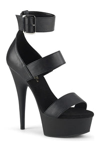 Pleaser DELIGHT-629 Black Faux Leather Sandal in Black Faux Leather from SexyShoes.com
