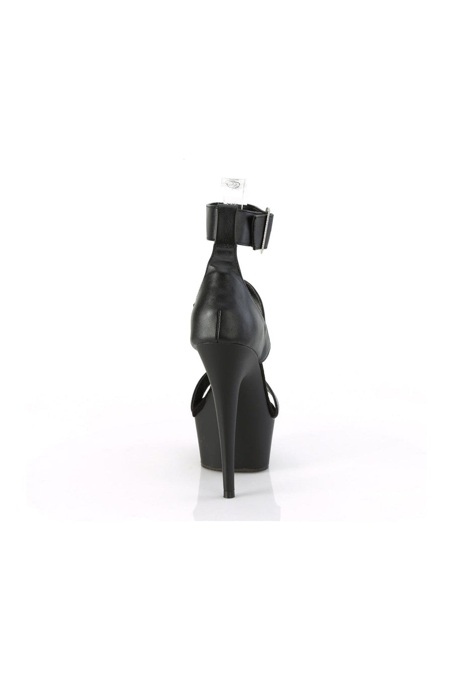 Pleaser DELIGHT-629 Black Faux Leather Sandal in Black Faux Leather