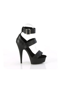 Pleaser DELIGHT-629 Black Faux Leather Sandal in Black Faux Leather