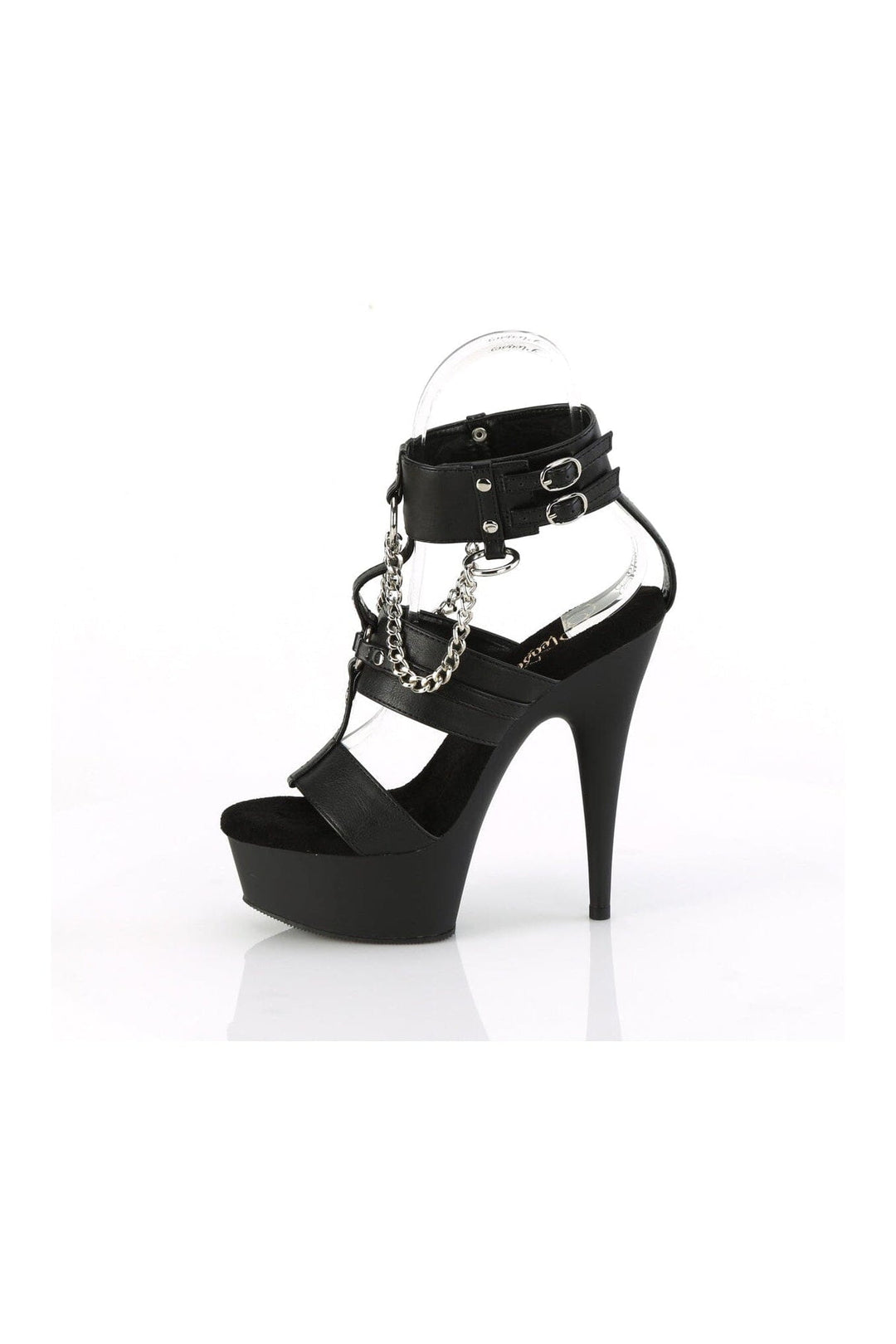 DELIGHT-661 Black Faux Leather Sandal-Sandals-Pleaser-SEXYSHOES.COM