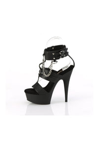 Pleaser DELIGHT-661 Black Faux Leather Sandal in Black Faux Leather