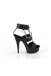 Pleaser DELIGHT-661 Black Faux Leather Sandal in Black Faux Leather