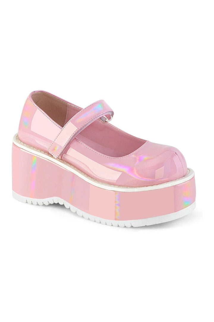 DOLLIE-01 Pink Hologram Patent Mary Janes-Mary Janes-Demonia-Pink-10-Hologram Patent-SEXYSHOES.COM