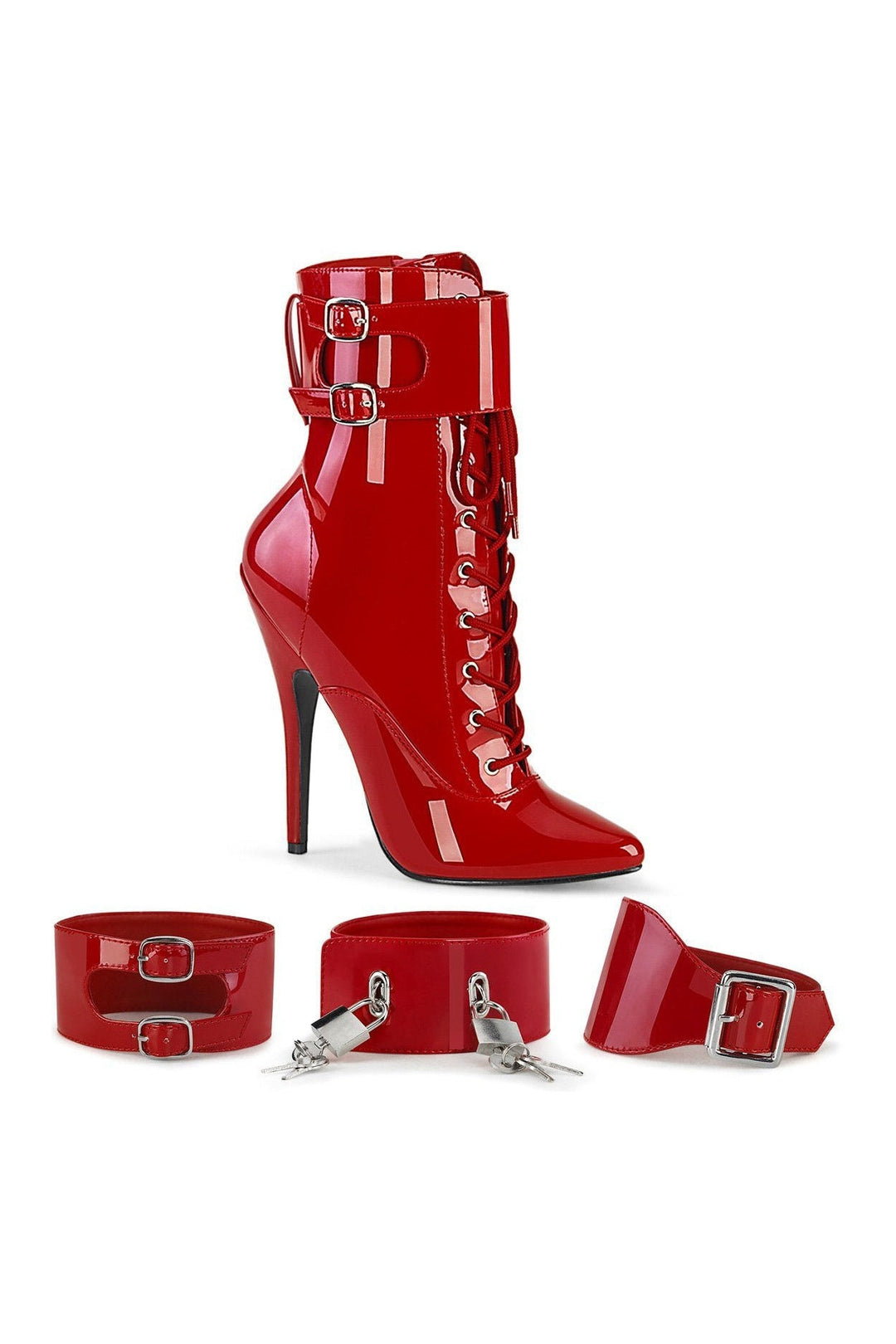 DOMINA-1023 Ankle Boot | Red Patent-Ankle Boots-Devious-Red-6-Patent-SEXYSHOES.COM