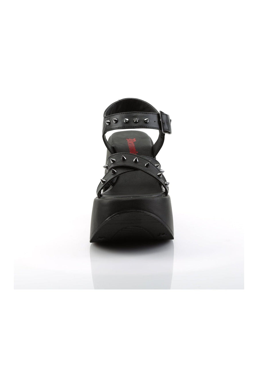 Demonia DYNAMITE-02 Black Vegan Leather Sandal in Black Vegan Leather