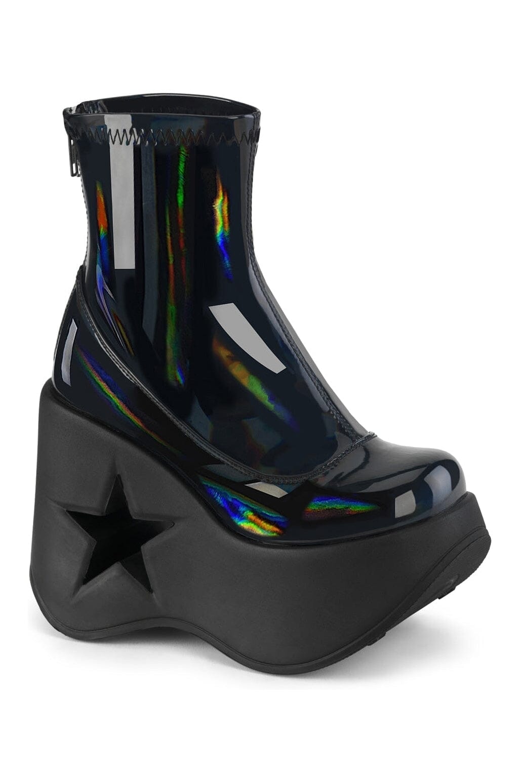 DYNAMITE-100 Black Hologram Patent Ankle Boot-Ankle Boots-Demonia-Black-10-Hologram Patent-SEXYSHOES.COM