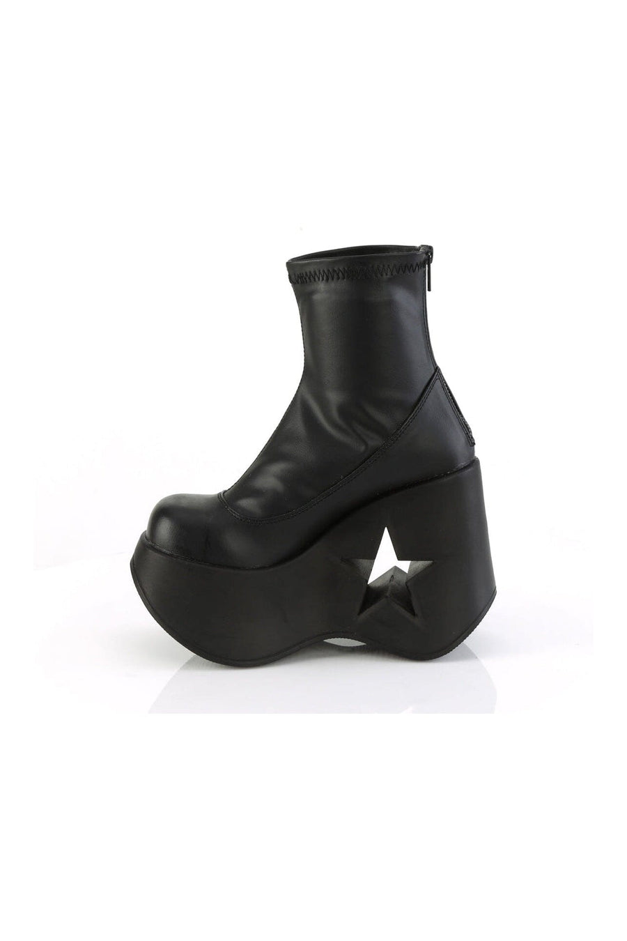 Demonia DYNAMITE-100 Black Hologram Patent Ankle Boot in Black Hologram Patent