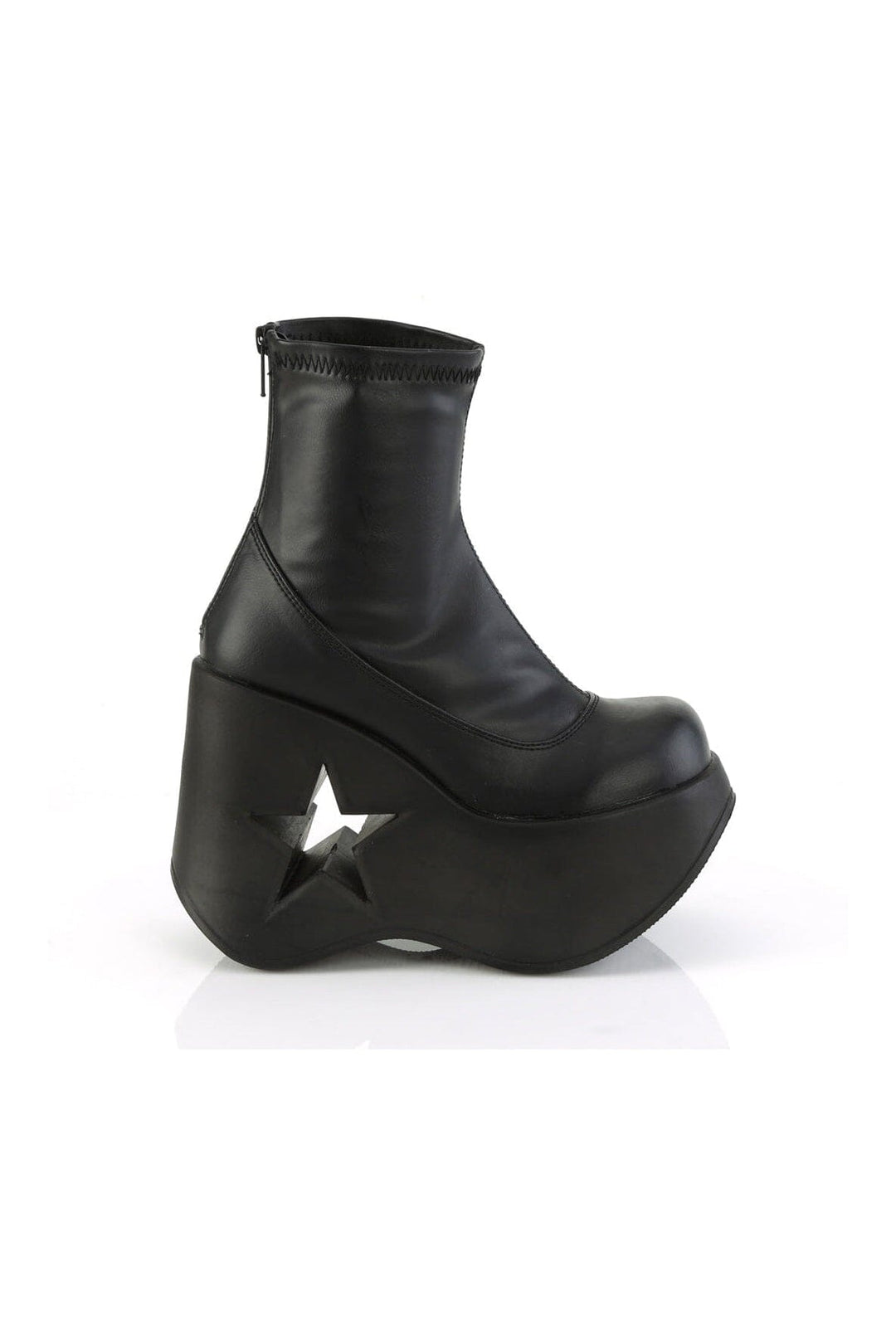 Demonia DYNAMITE-100 Black Hologram Patent Ankle Boot in Black Hologram Patent