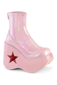 Demonia DYNAMITE-100 Pink Hologram Patent Ankle Boot in Pink Hologram Patent from SexyShoes.com