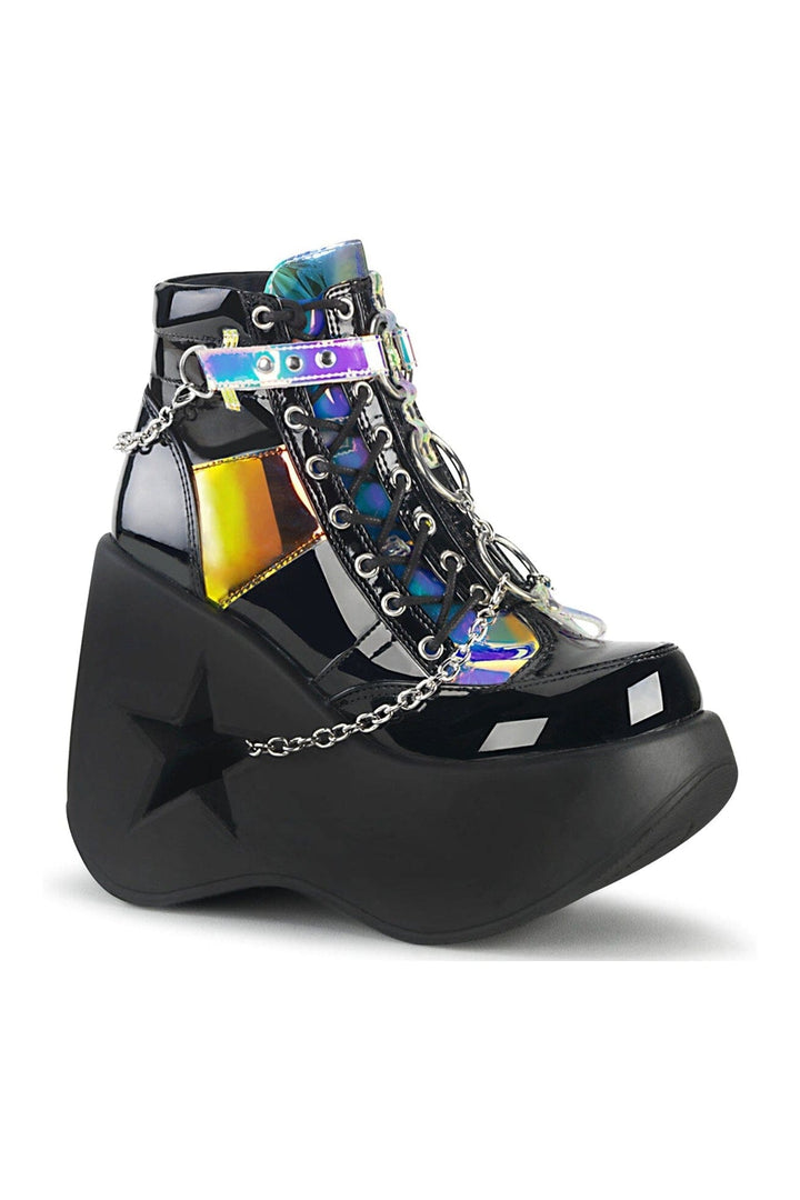 DYNAMITE-101 Black Hologram Patent Ankle Boot-Ankle Boots-Demonia-Black-11-Hologram Patent-SEXYSHOES.COM