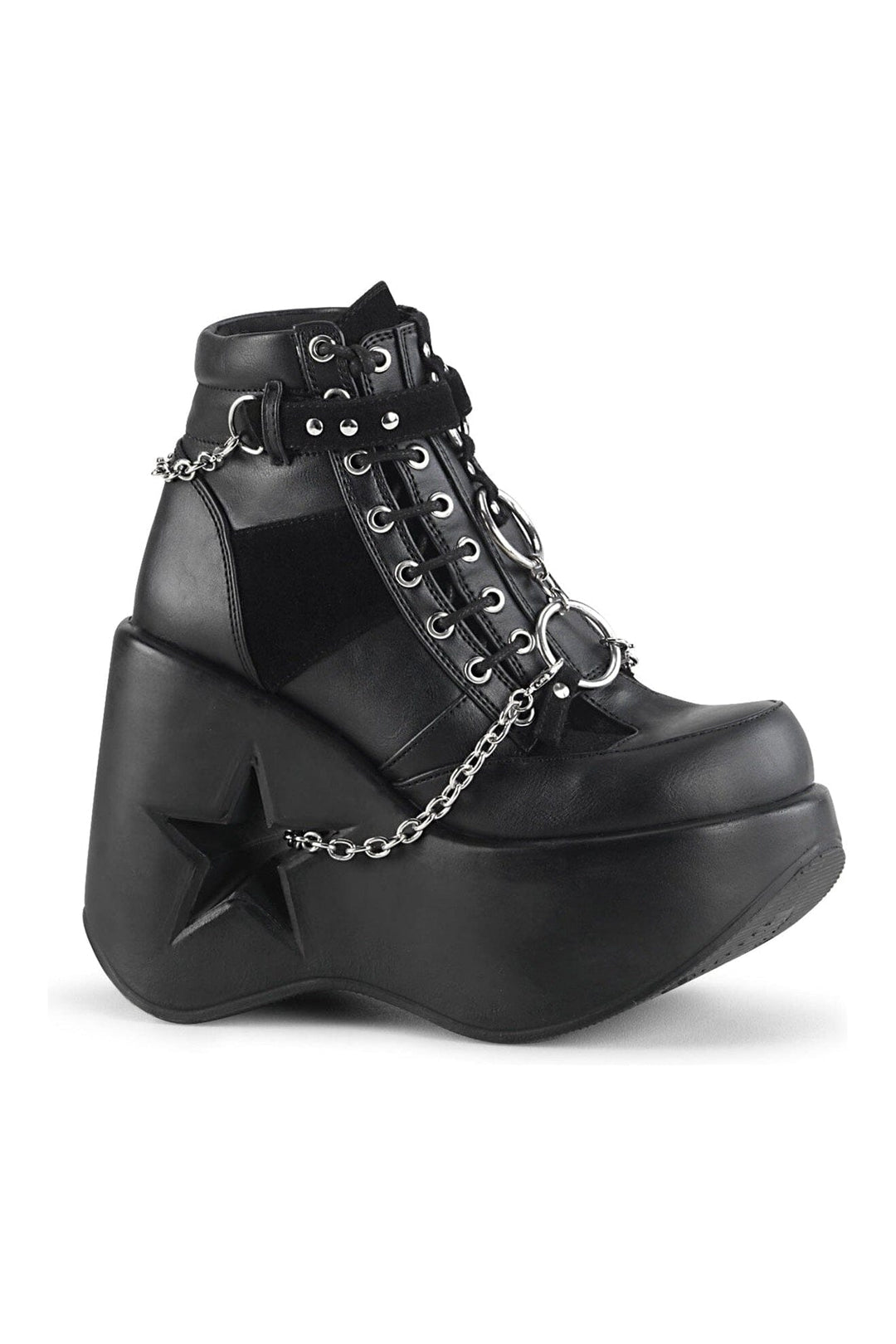 Demonia DYNAMITE-101 Black Hologram Patent Ankle Boot in Black Hologram Patent from SexyShoes.com