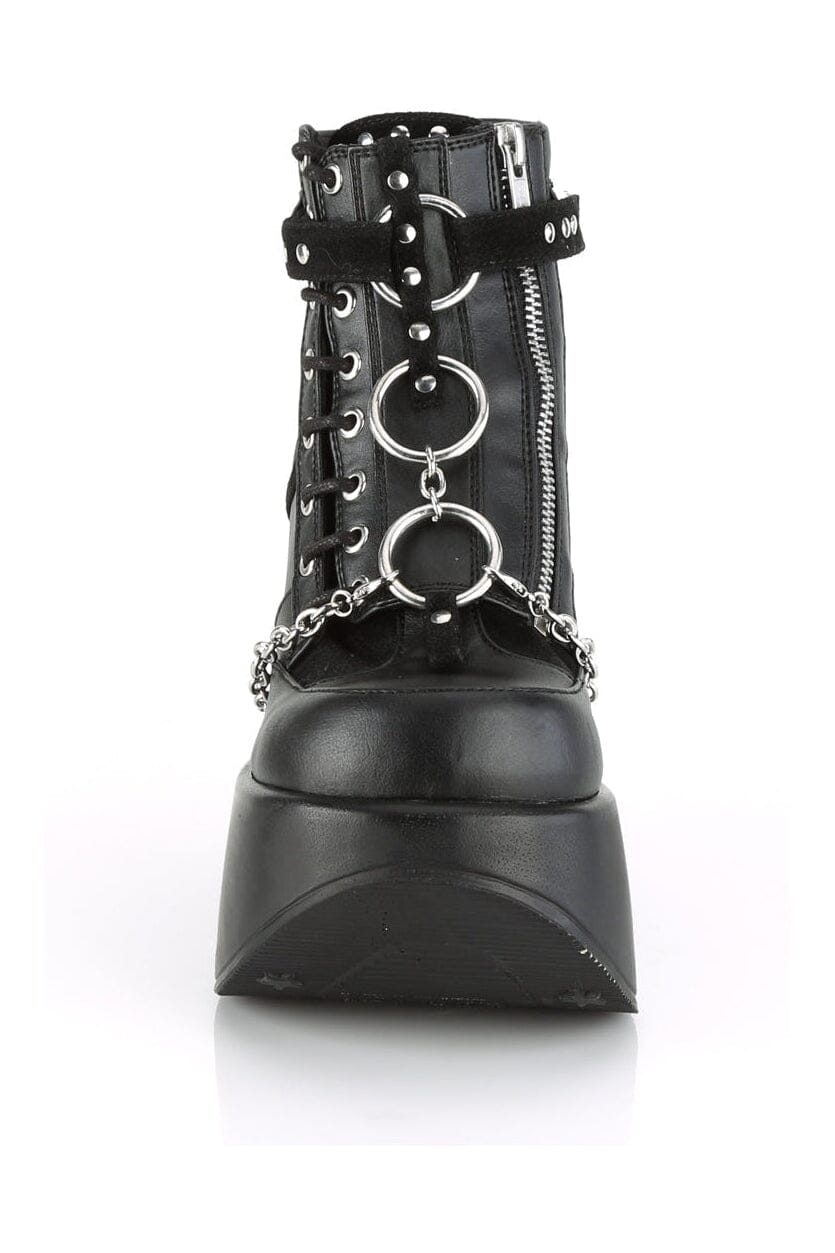 Demonia DYNAMITE-101 Black Hologram Patent Ankle Boot in Black Hologram Patent