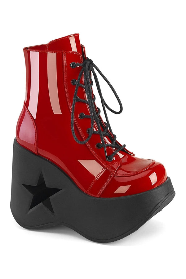 DYNAMITE-106 Red Patent Ankle Boot