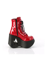 Demonia DYNAMITE-106 Red Patent Ankle Boot in Red Patent