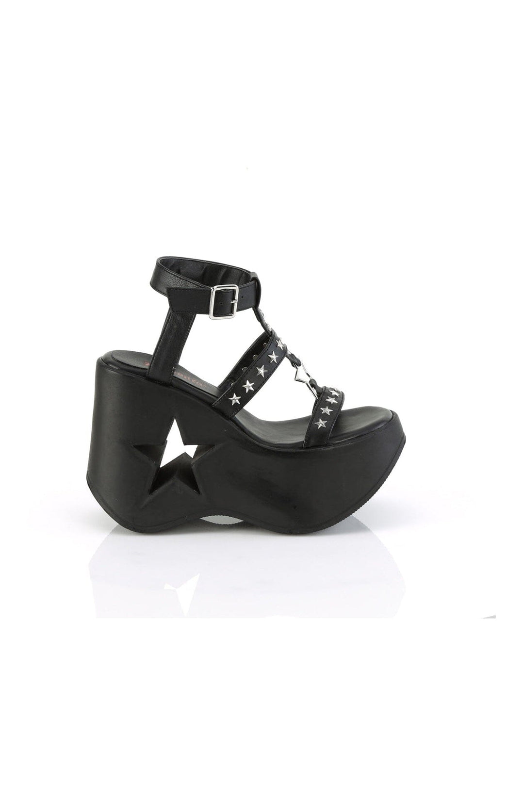 Demonia DYNAMITE-12 Black Vegan Leather Sandal in Black Vegan Leather