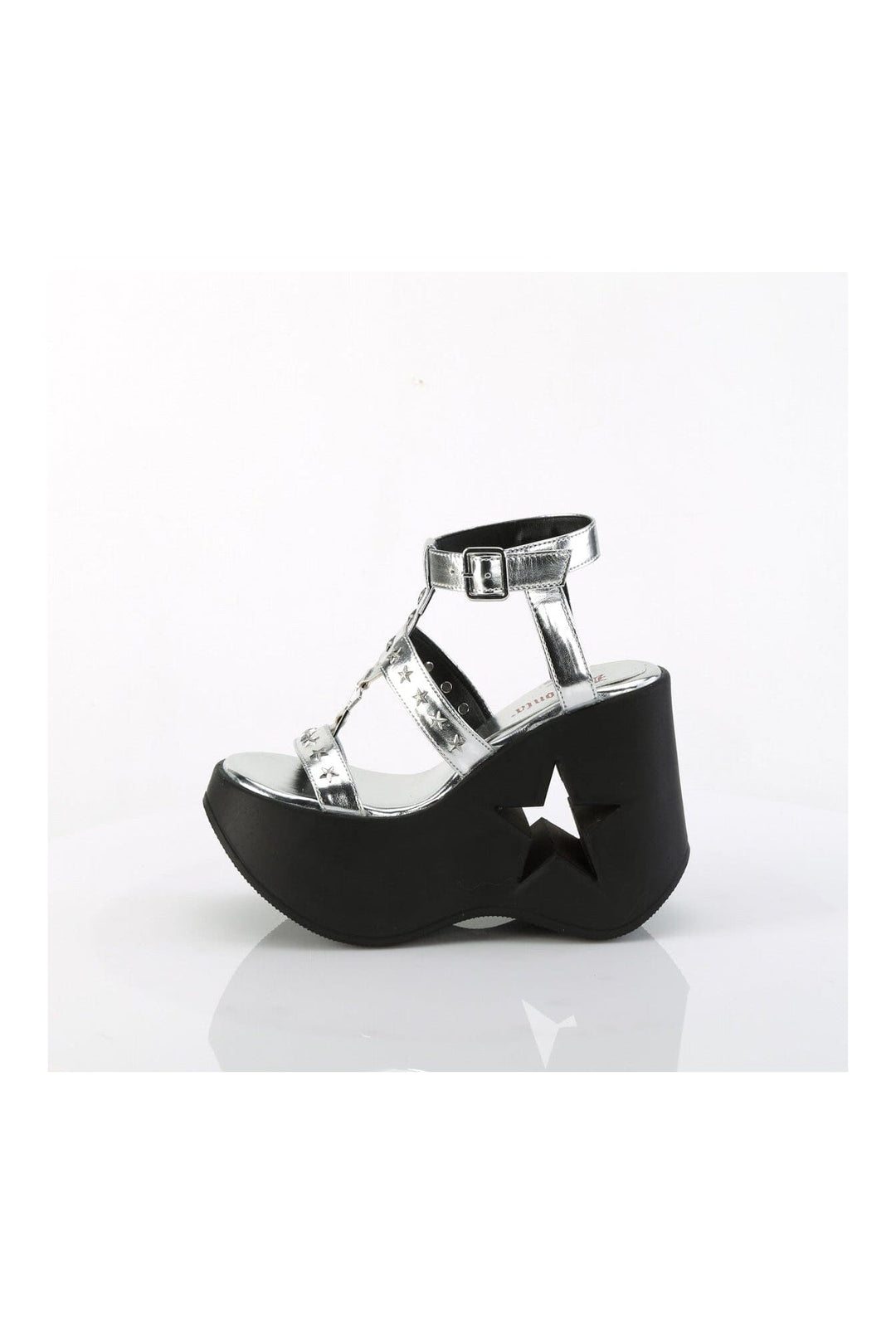 DYNAMITE-12 Silver Vegan Leather Sandal-Sandals-Demonia-SEXYSHOES.COM