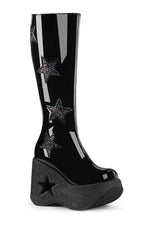 DYNAMITE-218 Black Glitter Knee Boot