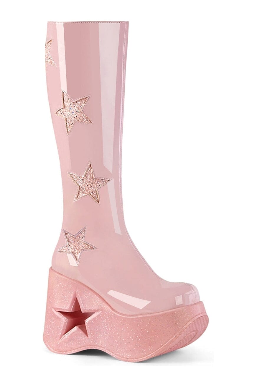 DYNAMITE-218 Pink Glitter Knee Boot-Knee Boots-Demonia-Pink-10-Glitter-SEXYSHOES.COM