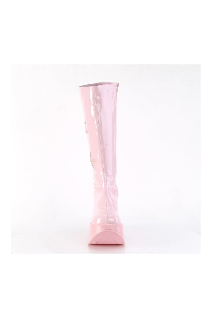 DYNAMITE-218 Pink Glitter Knee Boot