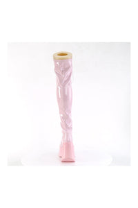 Demonia DYNAMITE-300 Pink Hologram Patent Thigh Boot in Pink Hologram Patent