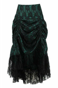 Daisy Corsets Dark Green w/Black Lace Overlay Ruched Bustle Skirt in Green  from SexyShoes.com