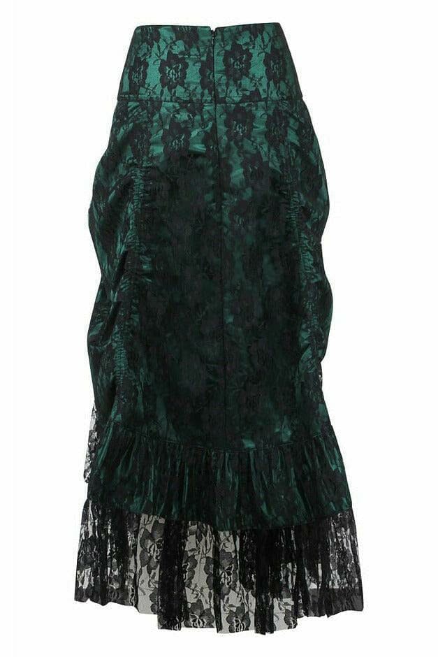 Daisy Corsets Dark Green w/Black Lace Overlay Ruched Bustle Skirt in Green 